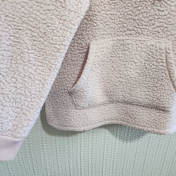 PINK Victoria's Secret Light Pink Sherpa Half Zip Hoodie Sweater Size Small - Picture 5 of 12